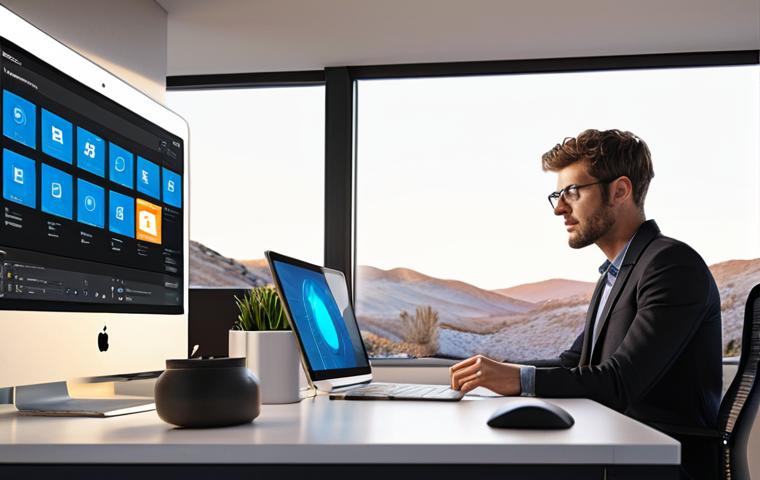**AI Personal Assistant for Work:** An AI personal assistant seamlessly integrates into the workday, streamlining tasks, offering personalized recommendations, and boosting overall productivity. The scene should portray a futuristic, yet comfortable home office setup.